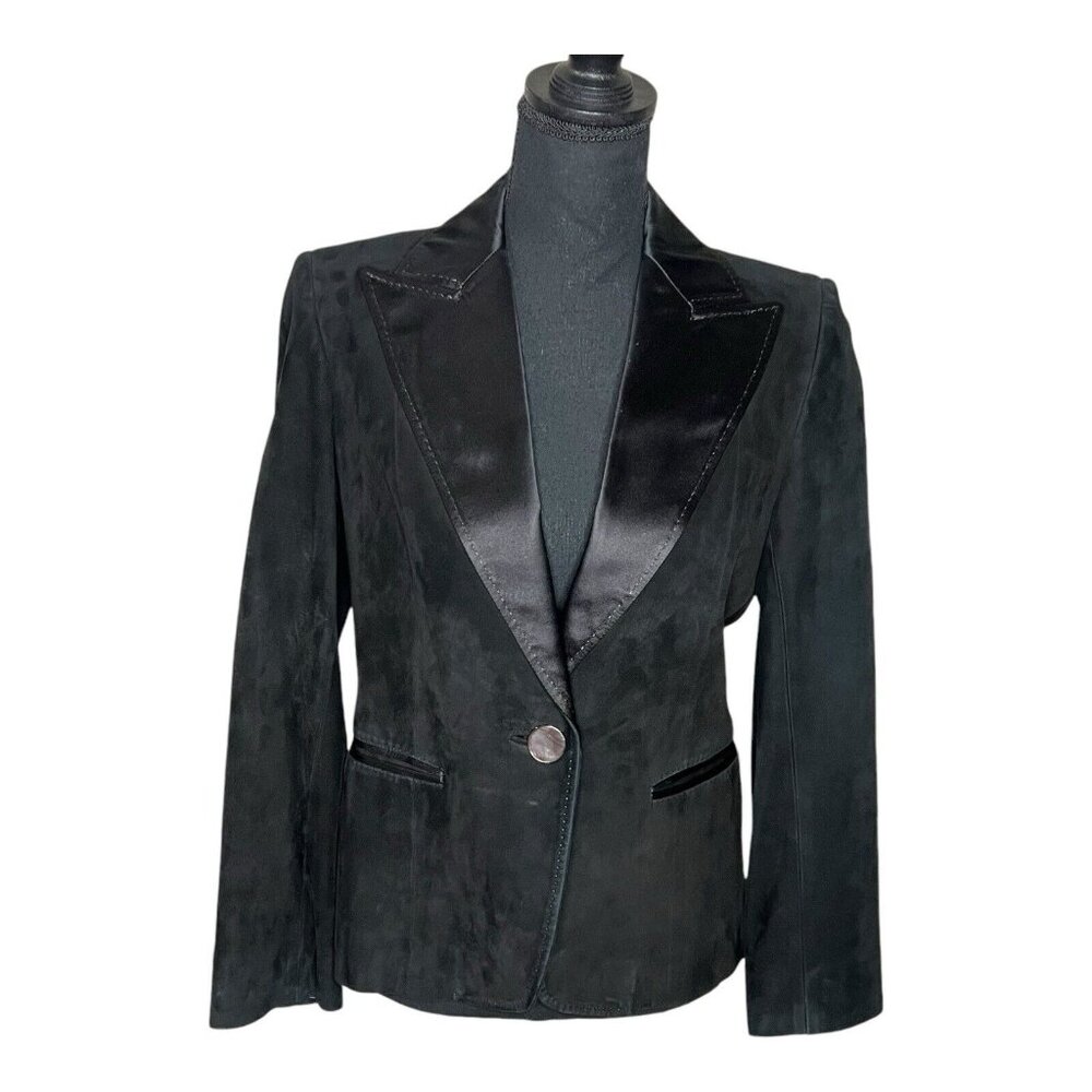 Coach 1941 Lambskin Suede Silk Lining Tuxedo Style Women's Blazer Jacket Size 8